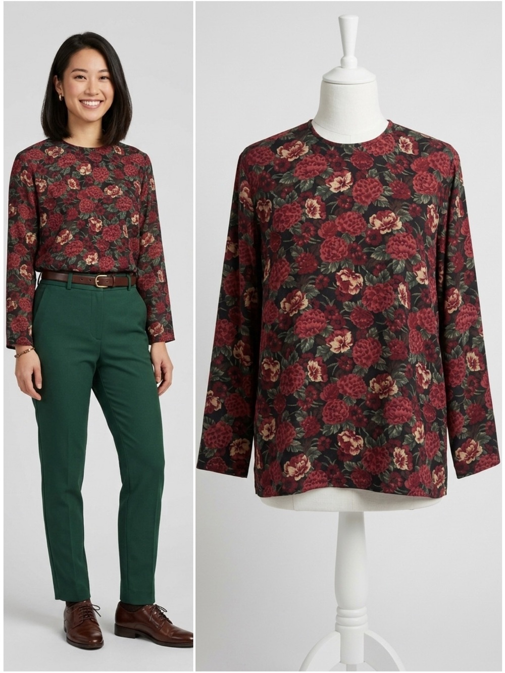 Vintage Pendleton Country Sophisticates Floral Long Sleeve Blouse Size 10 Tall
